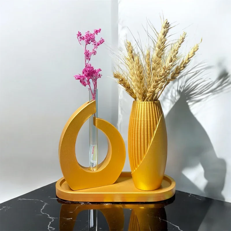 ست گلدان دکوری کد 1024، مجموعه 4 عددی گلدان خمره‌ای طرح قطره، سنگ مصنوعی، مناسب گل طبیعی، گل خشک و گل مصنوعی، ابعاد 22×10 سانتی‌متر