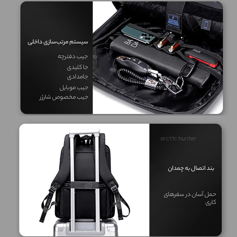 کوله پشتی لپ تاپ آرتیک هانتر مدل B00478 مناسب برای لپ تاپ 14.1 تا 15.6 اینچی