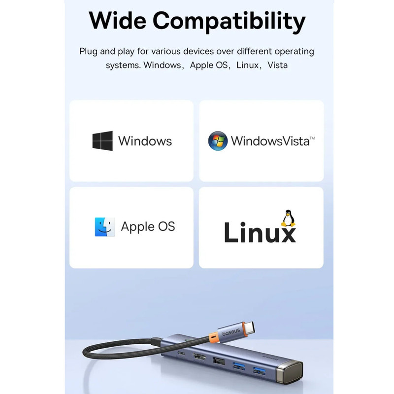 هاب 6 پورت USB-C باسئوس مدل BS-OH164