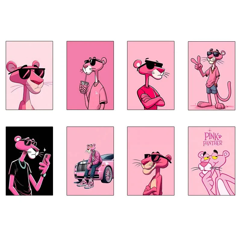 پوستر کارنيکا طرح پلنگ صورتی pink panther کد 31213 مجموعه 8 عددی