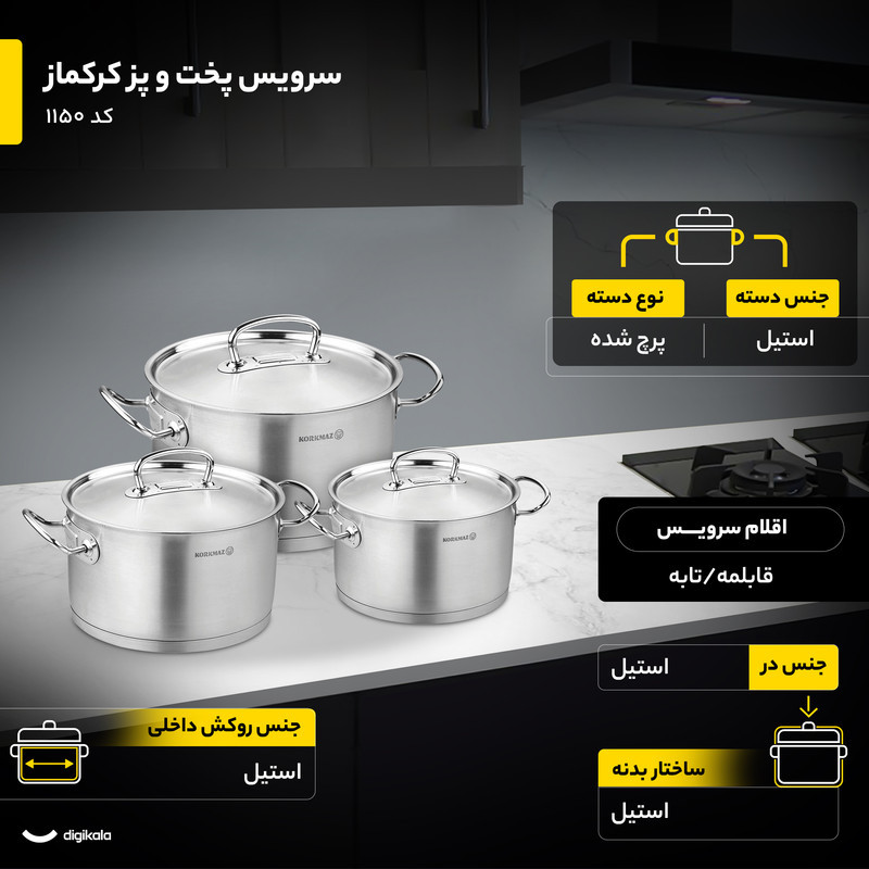 سرویس پخت و پز 9 پارچه کرکماز کد 1150