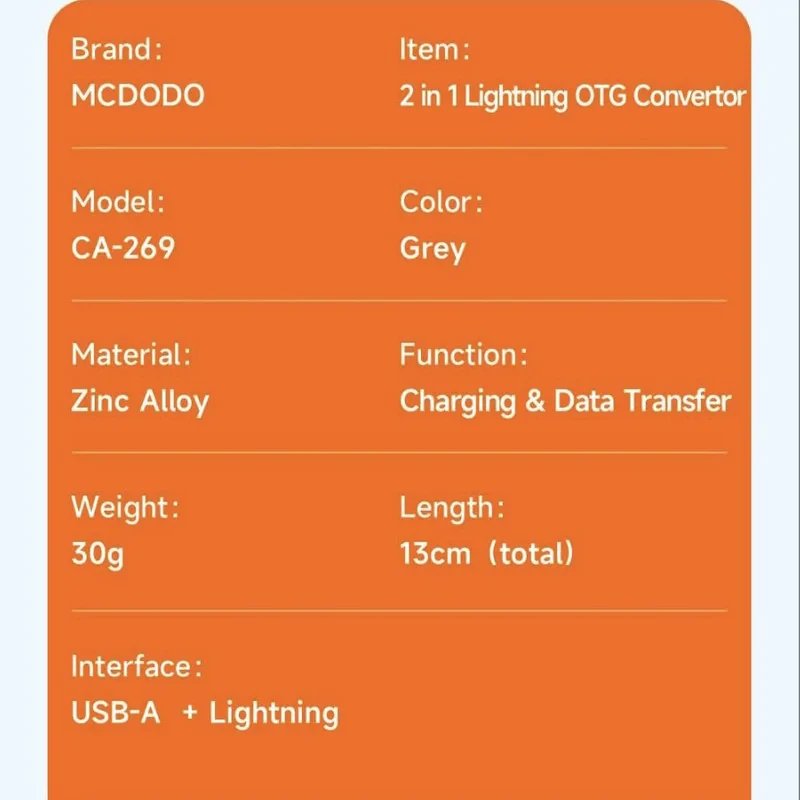 مبدل لایتنینگ به USB OTGلایتنینگ مک دودو مدل CA-2690