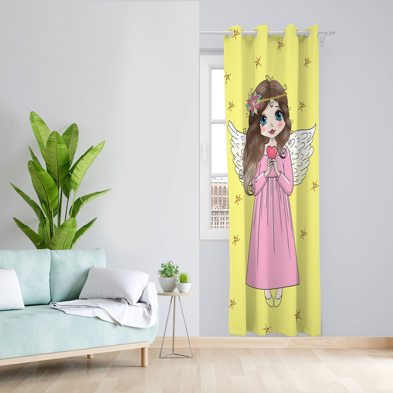 پرده مدل اتاق کودک مخمل پانچی طرح دخترانه کد 4798a سایز 140x280 سانتی متر