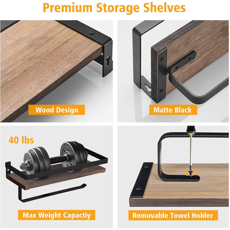 شلف دیواری حمام wood-steel مدل S