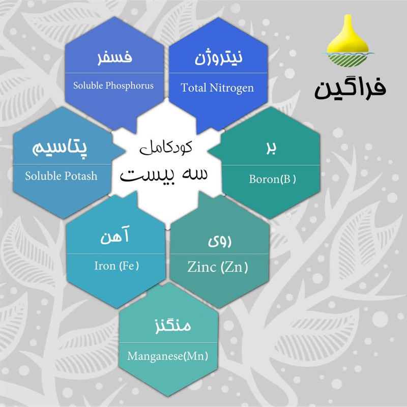 کود سه بیست فراگین مدل 20-20-20 وزن 25 گرم