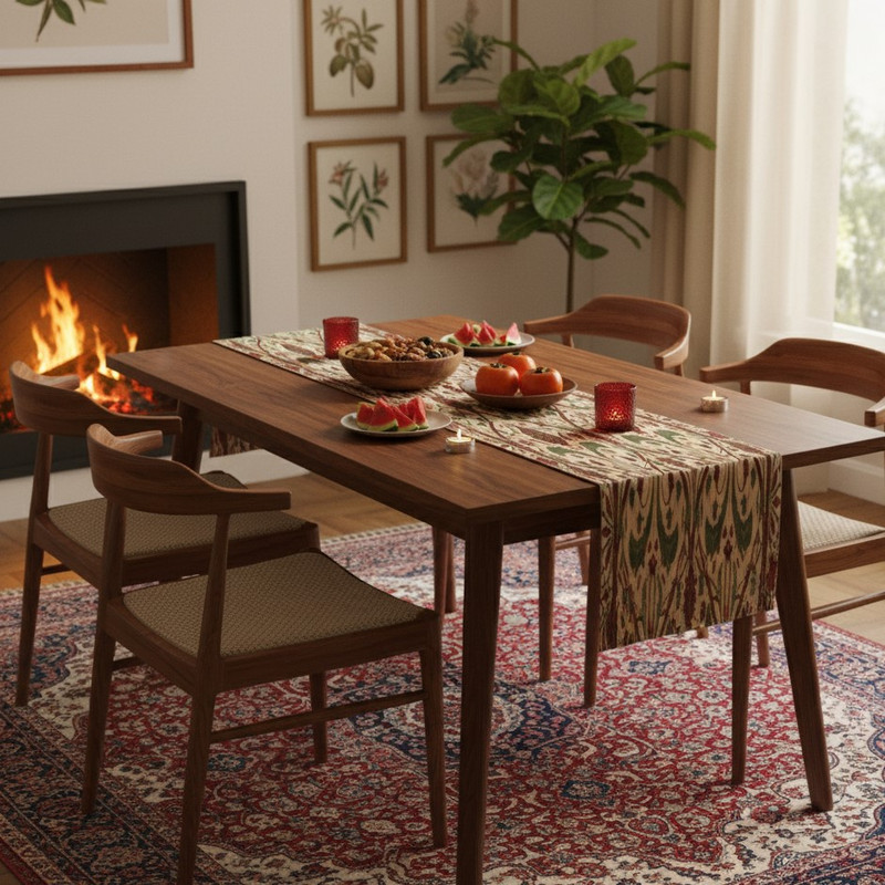 رانر ریحانلوکس مدل شکوفه انار کد RH130 سایز 145x45 سانتی‌متر