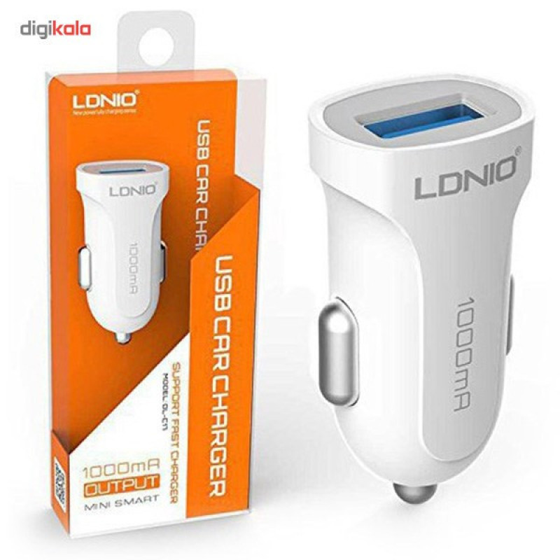 شارژر فندکی الدینیو مدل DL-C17 همراه با کابل microUSB