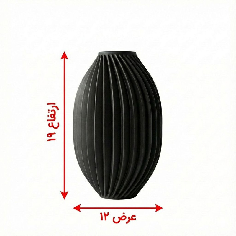 گلدان دکوری رومیزی بدون پایه مدل استوانه‌ای خط‌دار کد 44، ضدآب و ضدخش با زهکشی، مناسب کاکتوس و گل‌های آپارتمانی، ابعاد 12x12x19 سانتی‌متر و وزن 350 گرم، جنس پلی‌استر