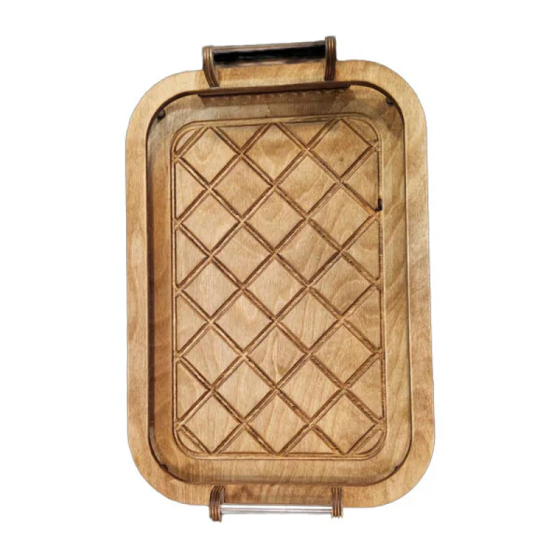 سینی دسته دار مدل چوبی سایز 22*34 سانتی متر
