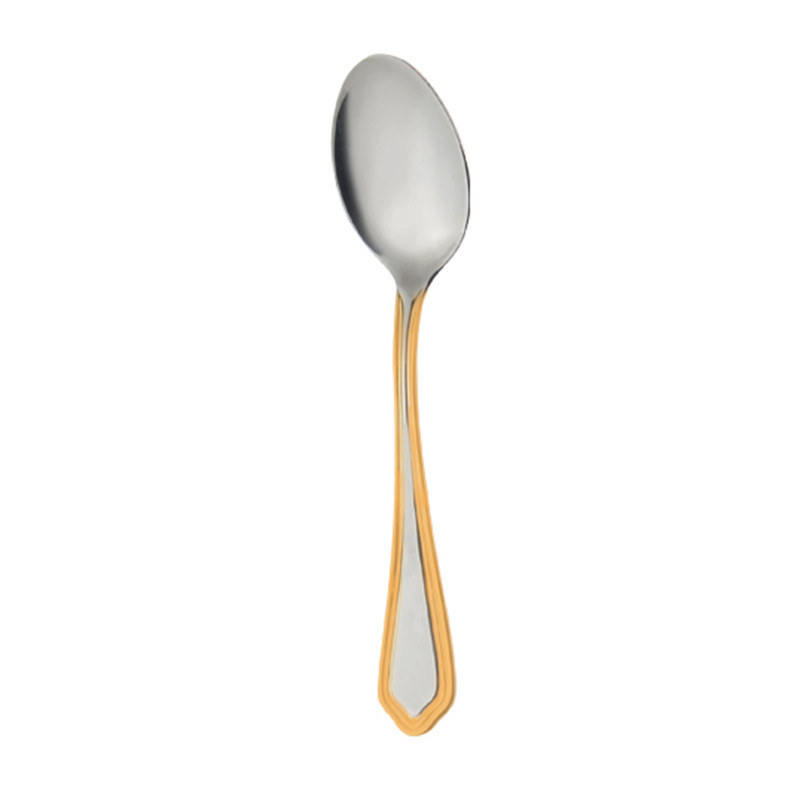 قاشق چای خوری ناب استیل مدل ونیز دورطلایی بسته 6 عددی
