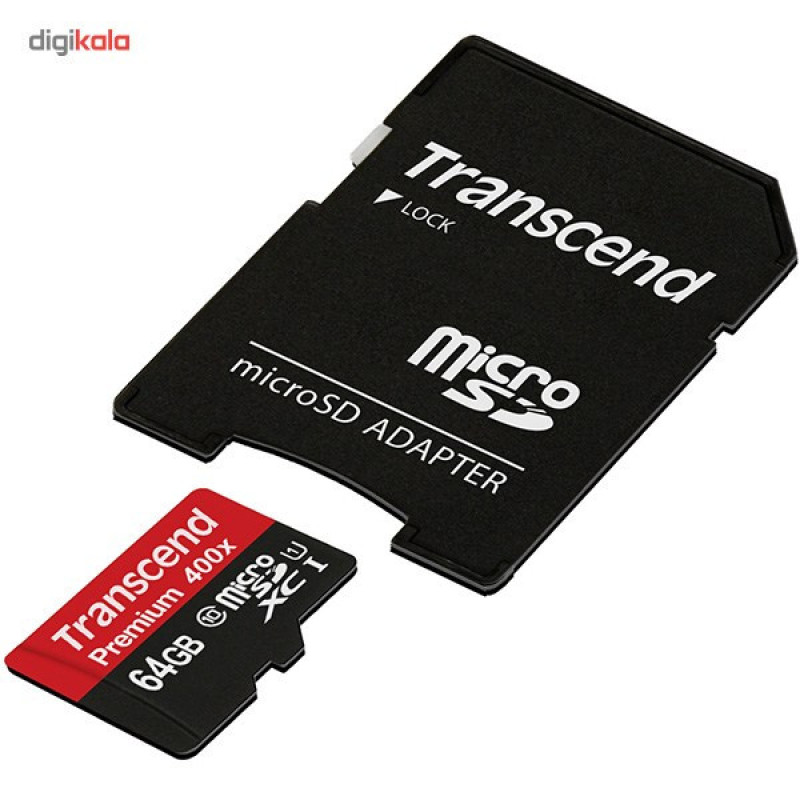 کارت حافظه microSDXC ترنسند مدل Premium کلاس 10 استاندارد UHS-I U1 سرعت 60MBps 400X همراه با آداپتور SD ظرفیت 64 گیگابایت
