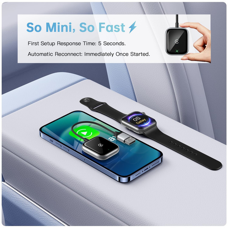 کارپلی و اندروید اتو مدلwireless CarplayAndroid Auto به همراه مبدل USB به Type-C