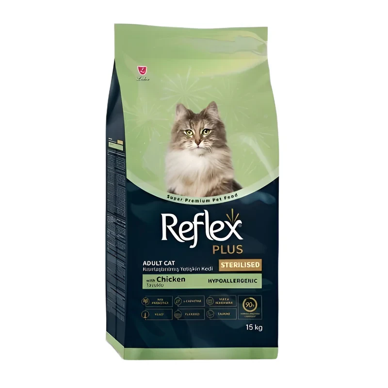 غذا خشک گربه بالغ رفلکس مدل Reflex Plus Sterilized Chicken طعم مرغ وزن 15000 گرم