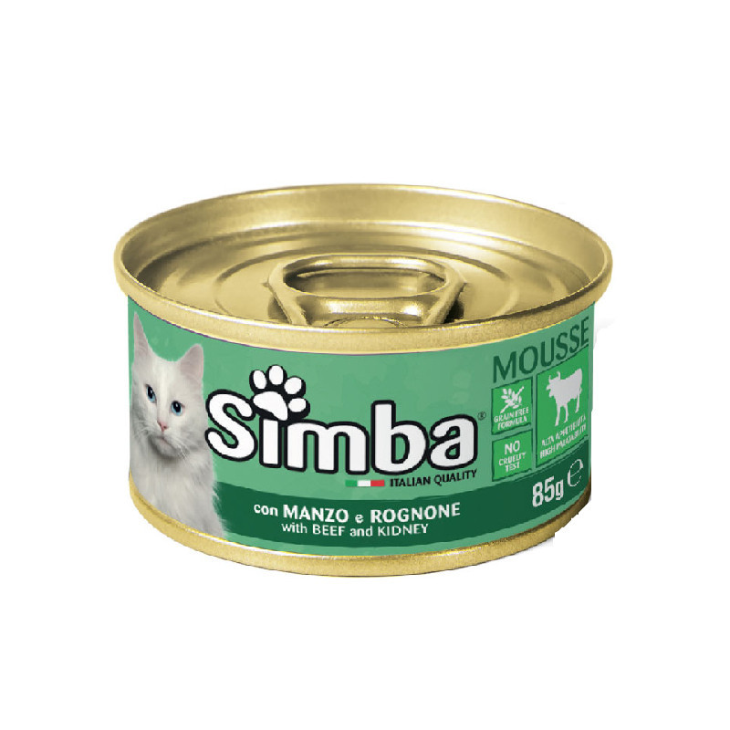 پوچ گربه بالغ مونژه مدل Simba Mousse Beef با طعم گوشت گاو وزن 85 گرم