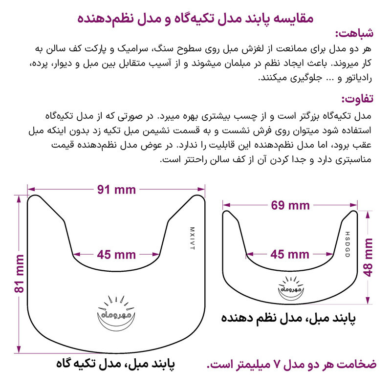 پابند مبل مهروماه مدل نظم دهنده بسته 2 عددی