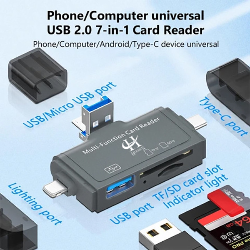 مبدل USB 3.0 OTG به USB-C MICROUSB لایتنینگ هارمن مدل CARDREADER PRO