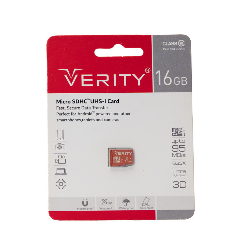 کارت حافظه microSDXC وریتی مدل 633X کلاس 10 استاندارد UHS-I سرعت 95MBps ظرفیت 16 گیگابایت