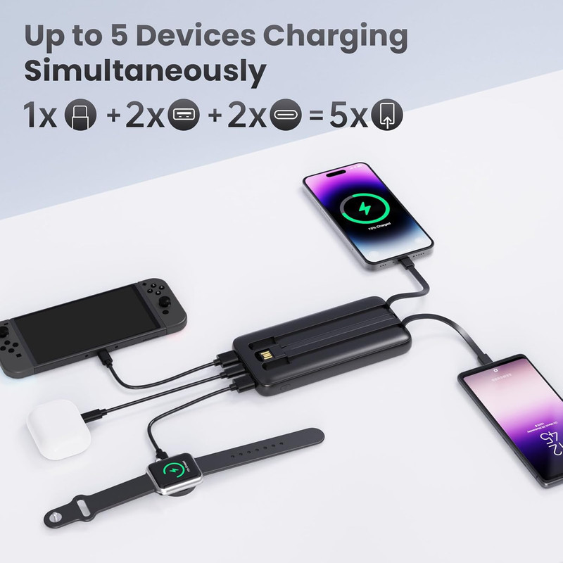 پاوربانک 5 وات مدل HX100H5 ظرفیت 13800 میلی‌آمپرساعت