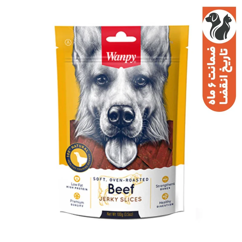 تشویقی سگ ونپی مدل Beef Jerky Slices با طعم گوشت گاو  وزن 100 گرم