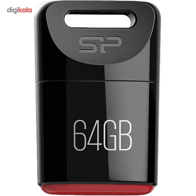 فلش مموری سیلیکون پاور مدل Touch T06 ظرفیت 64 گیگابایت، مقاوم در برابر نفوذ مایعات، ضربه و غبار، دارای درپوش محافظ و ضد اثر انگشت