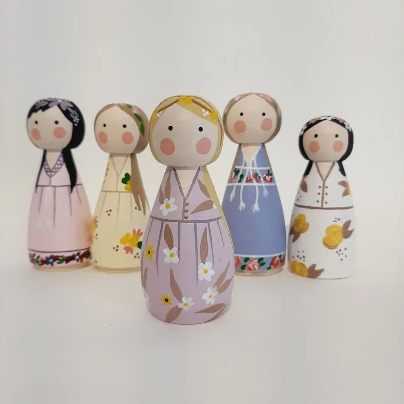 عروسک چوبی مدل پری ها مجموعه ۵ عددی