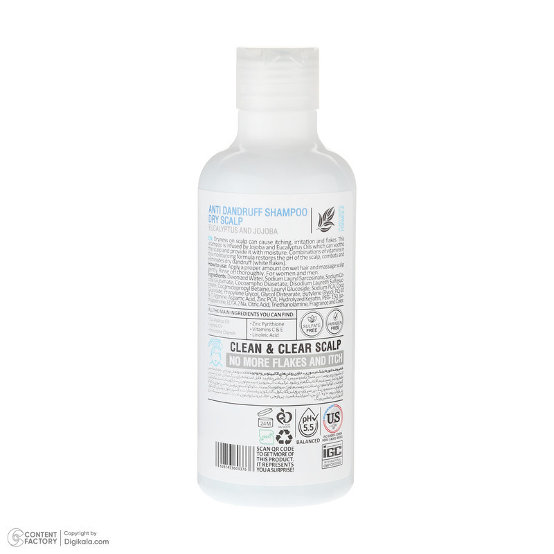 شامپو ضد شوره مو میسوری مدل Eucalyptus & Jojoba مناسب برای موهای دارای شوره و خشک حجم 320 میلی لیتر