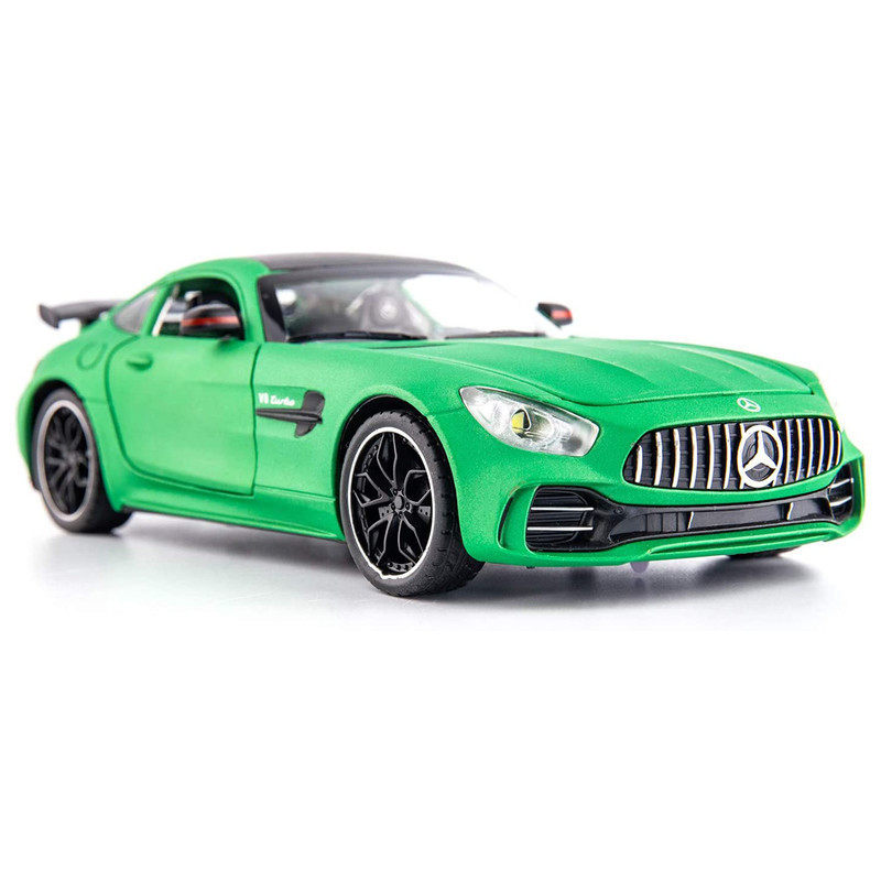 ماکت ماشین فلزی اسپرت BENZ AMG GT قابلیت دودزا با منبع آب، چراغ‌دار، موزیکال، فرمان‌پذیری چرخ‌های جلو، عقب‌کش، باتری قلمی، بدنه صیقلی و 6 درب بازشو