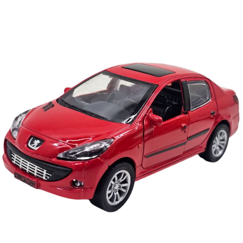 ماشین بازی ناب سل مدل پژو 207 فلزی موزیکال چراغدار عقب کش کد Peugeot 207 metallic musical with pull-back lights