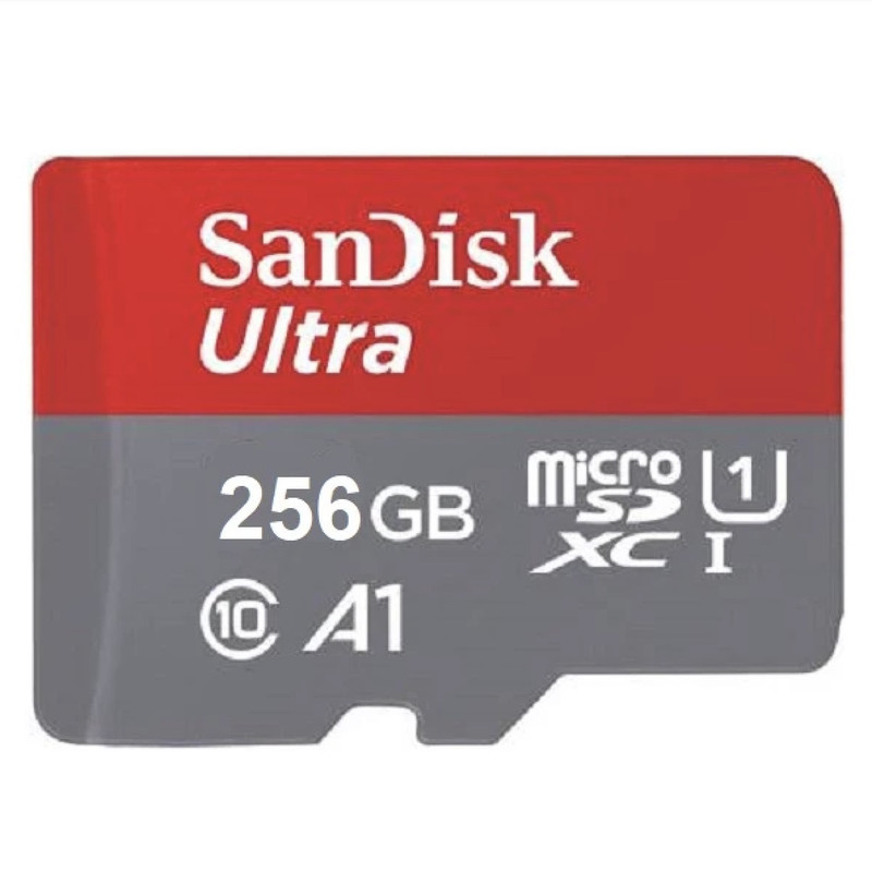کارت حافظه microSDHC سن دیسک مدل Ultra A1 کلاس 10 استاندارد UHS-I سرعت 100MBps ظرفیت ۲۵۶ گیگابایت به همراه آداپتور SD