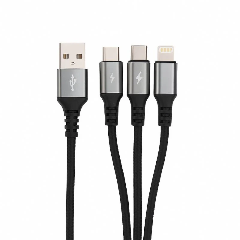 کابل تبدیل USB به لایتنینگ  MicroUSB  USB-C ترانیو مدل T-XS6 طول 1.2 متر