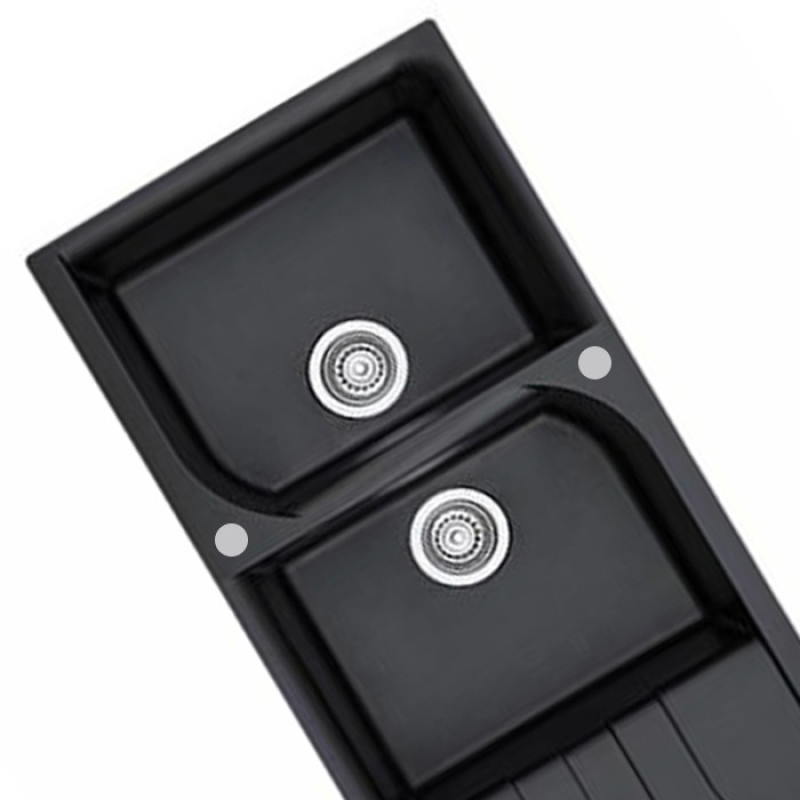 سینک ظرفشویی گرانیت توکار دو لگنه پارادایز مدل TURKEY-210HELMA-BLACK-AKlil