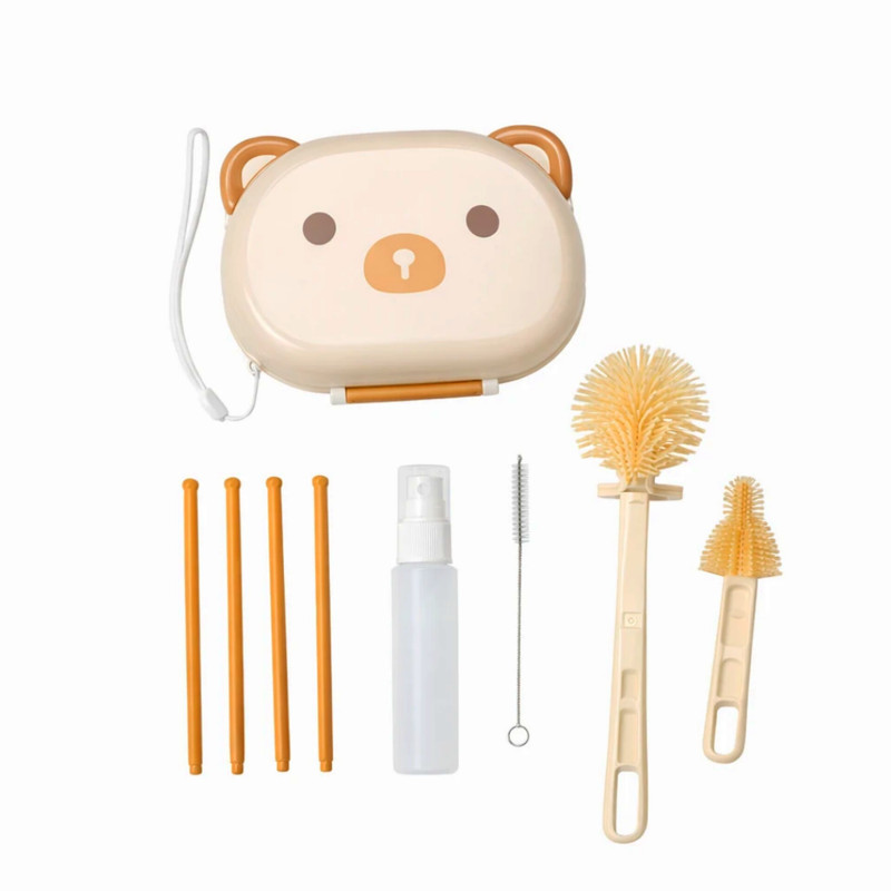 برس شیشه شوی مدل BRUSH SET طرح خرسی مجموعه 7 عددی