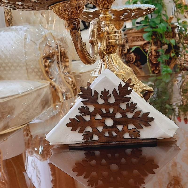 جای دستمال کاغذی  تیکما مدل چوبی برفی کد KIT D6A بسته 2 عددی