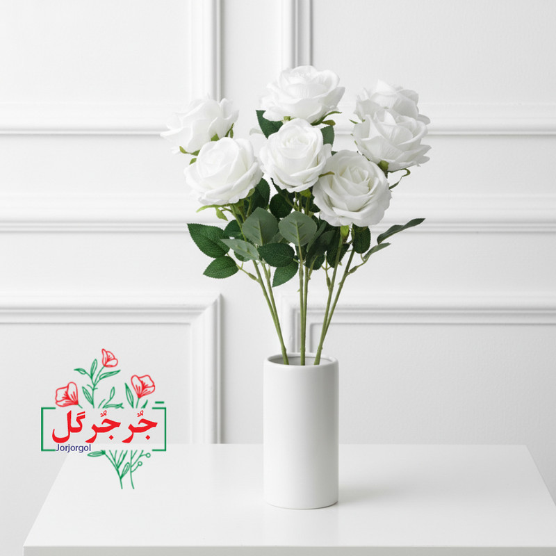گل مصنوعی جُرجُرگل مدل شاخه رز مینیاتور بسته 3 عددی