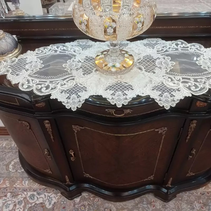 ست رومیزی سه تکه مدل دانتل طرح گل برجسته