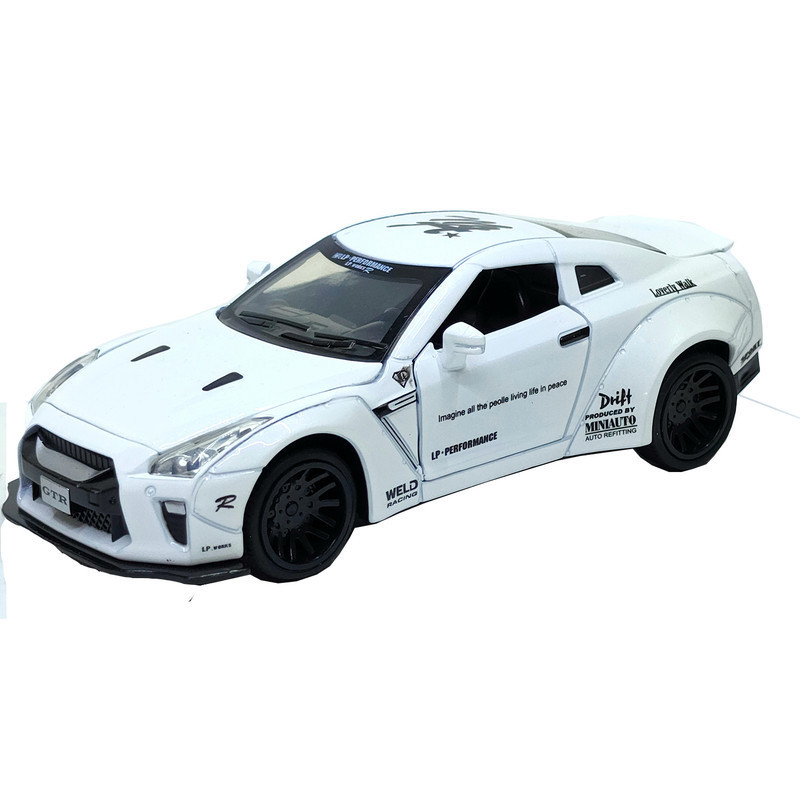 ماکت ماشین ناب سل مدل نیسان جی تی آر فلزی موزیکال چراغدار اسپرت NISSAN GTR SPORT به همراه جاسوییچی