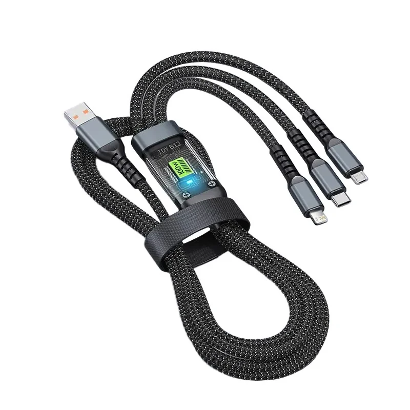 کابل تبدیل USB به microUSB  USB-C  لایتنینگ توزو مدل 3IN1 100W طول 1.2 متر