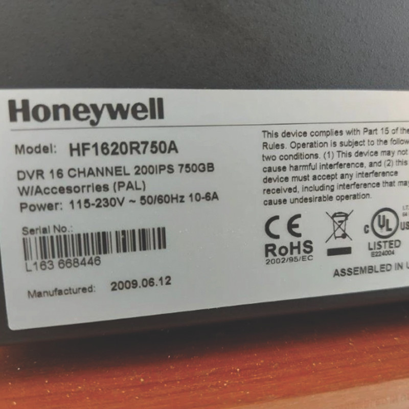 ضبط کننده ویدیویی هانیول مدل HF1620R750A
