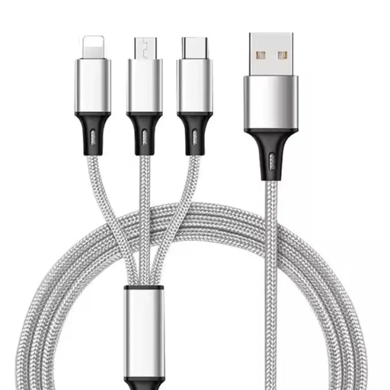 کابل تبدیل USB به micro USB  لایتنینگ  USB-C مدل best 3in1 طول 1.2 متر