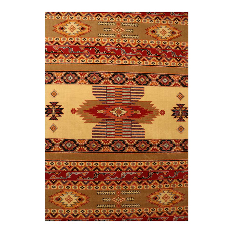 فرش ماشینی 320 شانه زمینه کرم حاشیه کرم مدل ستاره کویر یزد کلکسیون شاهسون SH-B001-5001