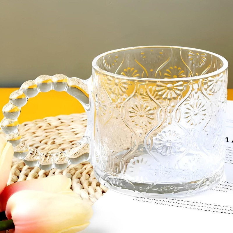 لیوان دلی گلس مدل دسته حلقه  کد TZ4303 بسته شش عددی