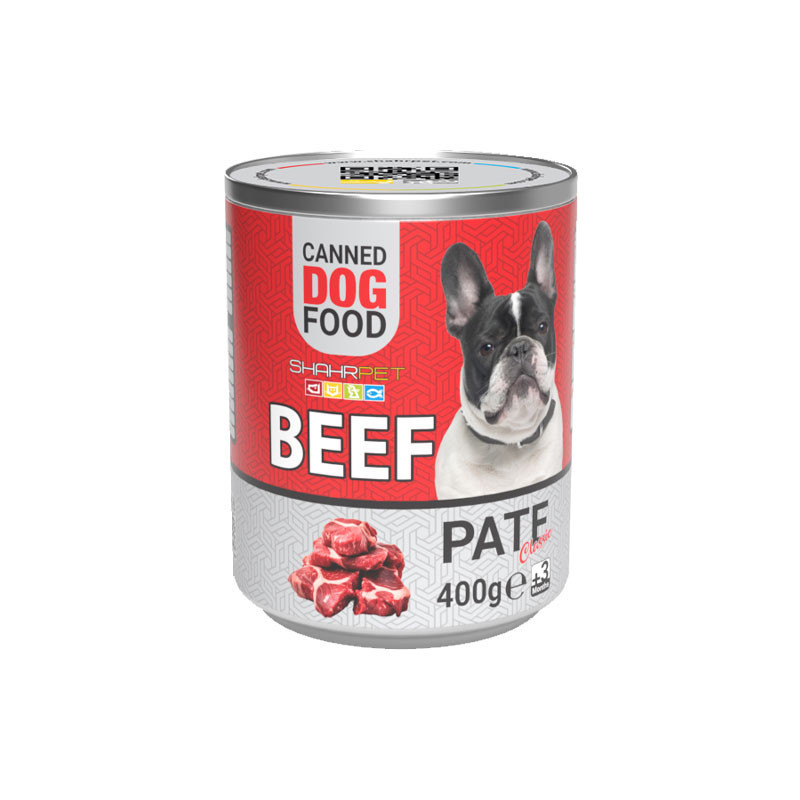 کنسرو سگ شهرپت مدل Beef وزن 400 گرم محموعه 6 عددی