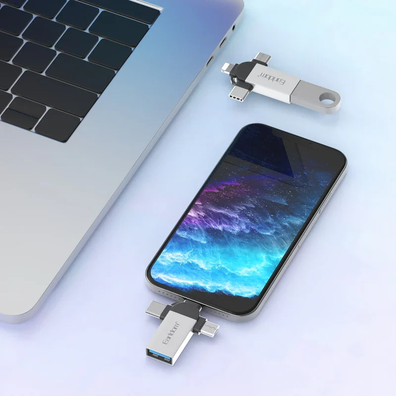 مبدل USB OTG به microUSB  لایتنینگ  USB-C ارلدام مدل ET-OT93