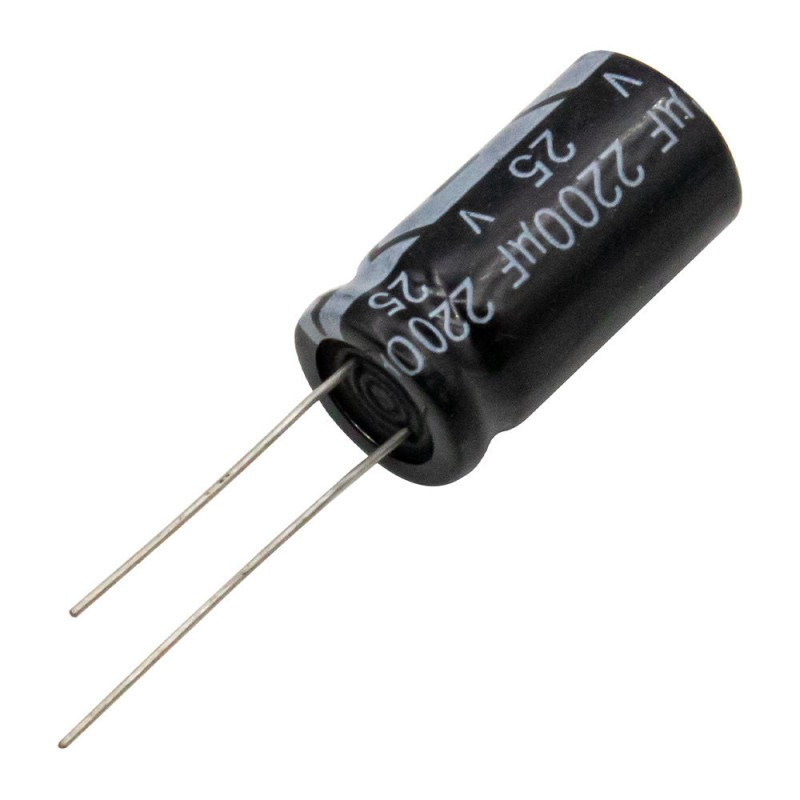 خازن الکترولیت 2200 میکروفاراد 25 ولت مدل 2200U25V بسته 3 عددی