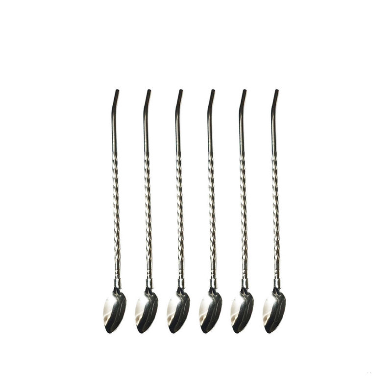 قاشق شربت خوری مدل نی دار کد FG38 مجموعه 6 عددی