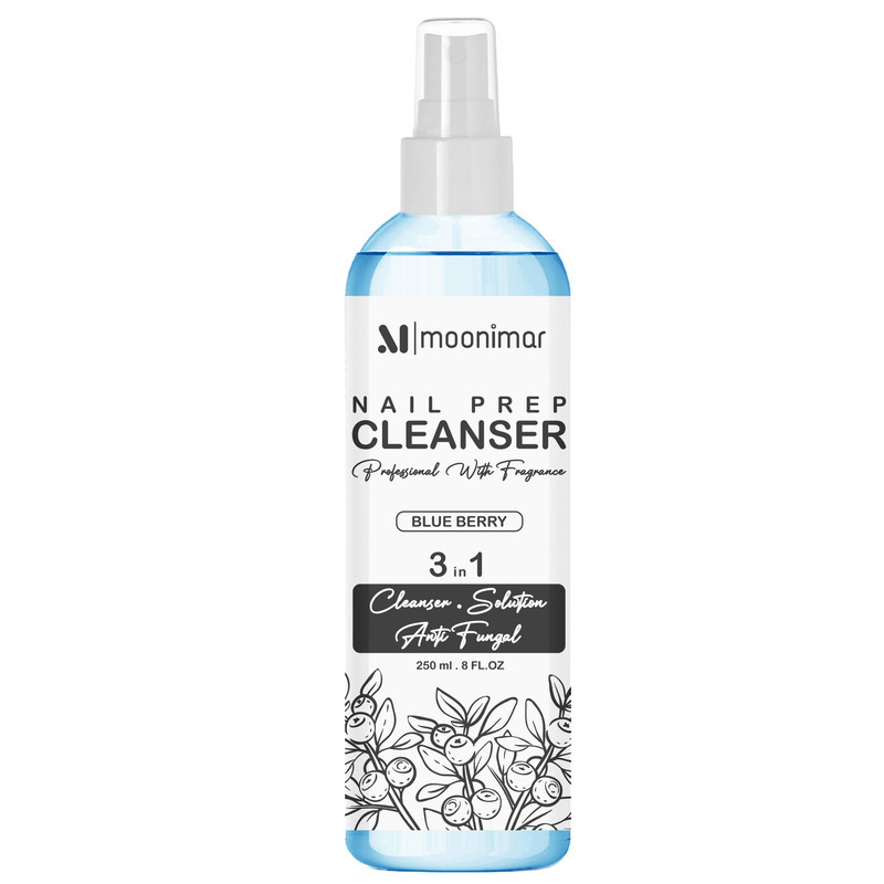 کلینزر کاشت ناخن مونیمار مدل Blue Berry حجم 250 میلی لیتر