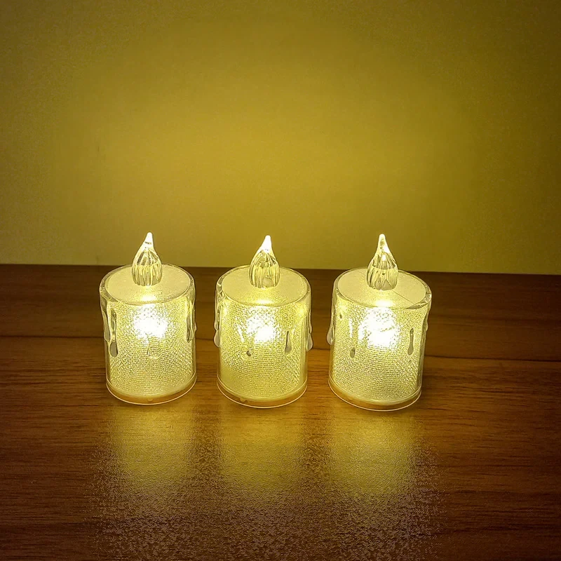 شمع ال ای دی مدل شفاف کریستالی کد 2 مجموعه 3 عددی