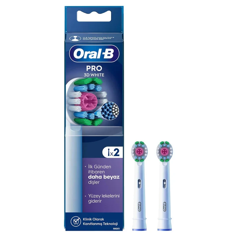 سری یدک مسواک برقی اورال-بی مدل PRO 3D White بسته 2 عددی