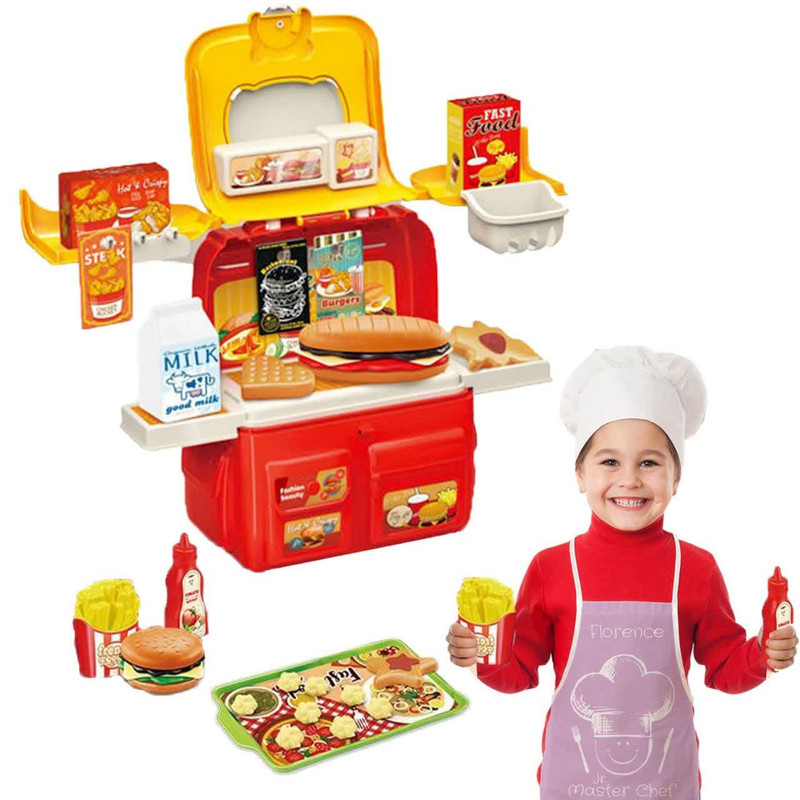 ست اسباب بازی آشپزخانه ناب سل مدل  کوله پشتی فست فود 37 تکه 37PCS FAMILY HAMBURGER CHILDREN HOUSE