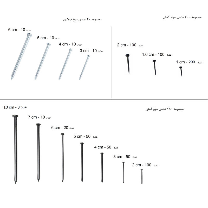 میخ  مدل MTSN-Nails-725 مجموعه 725 عددی